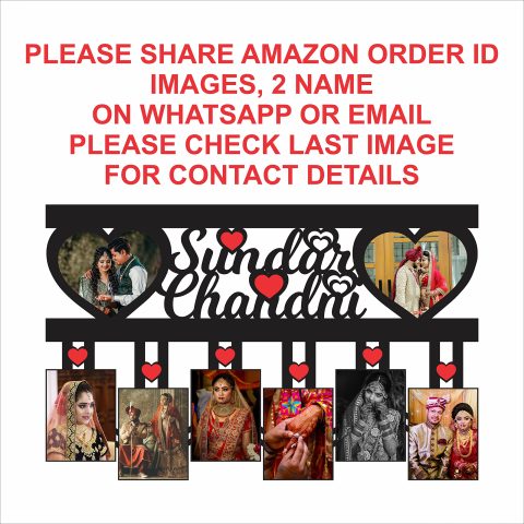 Crafty Worth Personalised Couple Photo Frame | Custom Names & Photo | Premium MDF Wood, Gloss Finish | Table/Wall Display | Anniversary, Wedding & Valentine Gift for Him & Her 12×18 inch - alternate view