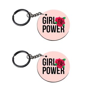 | keychain girls power | keychain for girls customized keychain with photo Printed Wooden Keychain| Circle Shape Set of 2 key