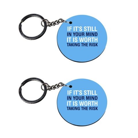 Crafty Worth | bike keychain quotes | keychain for women in letters Printed Wooden Keychains | Circle Shape Set of 2 keyrings 2×2 inch