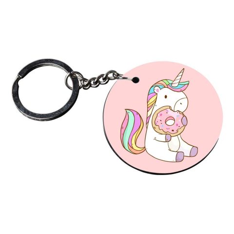 Crafty Worth | unicorn keychains for girls stylish | v keychain for boys customized keychain with photo Printed Wooden Keychain| Circle Shape Set of 2 keyrings 2×2 inch - alternate view