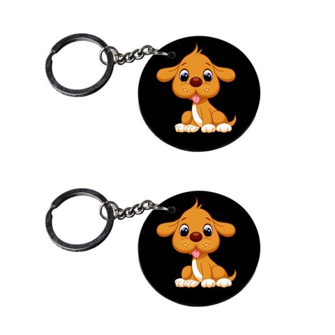 Crafty Worth | dogs neck keychain | harley quinn keychain customized keychain with photo Printed Wooden Keychain| Circle Shape Set of 2 keyrings 2×2 inch