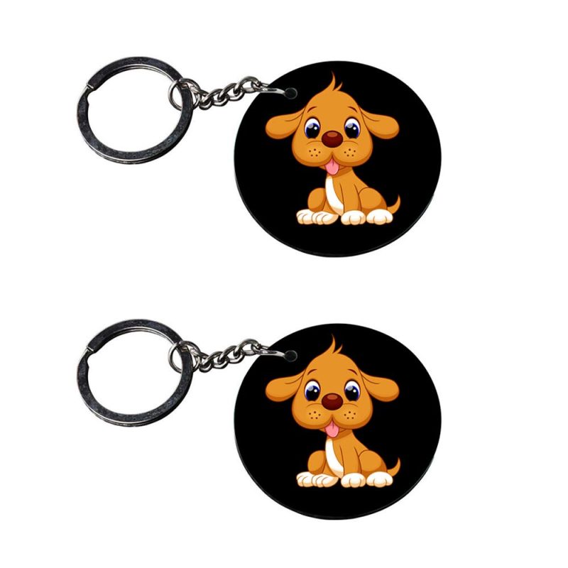 Cute Puppy Round Keychain