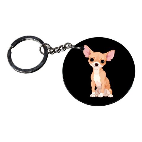 Crafty Worth | Dog keychain | keychain for mobile phone Printed Wooden Keychains | Circle Shape Set of 2 keyrings 2×2 inch - alternate view