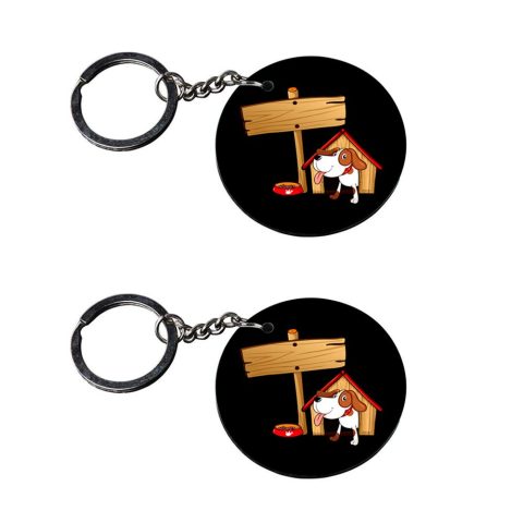 Crafty Worth | dog hook keychain | v keychain for boys customized keychain with photo Printed Wooden Keychain| Circle Shape Set of 2 keyrings 2×2 inch