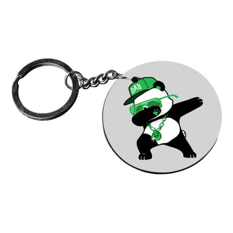 Crafty Worth | panda dab keychain | keychain under 150 Printed Wooden Keychains | Circle Shape Set of 2 keyrings 2×2 inch - alternate view