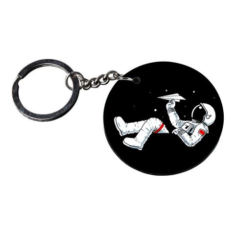 Crafty Worth | astronaut keychain | keychain iron man customized keychain with photo Printed Wooden Keychain| Circle Shape Set of 2 keyrings 2×2 inch - alternate view