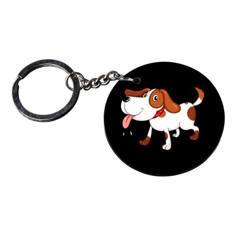 Crafty Worth | dog metal keychain | keychain for scooty Printed Wooden Keychains | Circle Shape Set of 2 keyrings 2×2 inch - alternate view