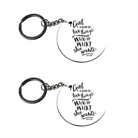 Crafty Worth | funny keychain | keychain for scooty for girls customized keychain with photo Printed Wooden Keychain| Circle Shape Set of 2 keyrings 2×2 inch
