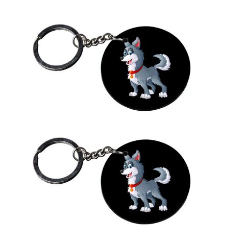 Crafty Worth | puppy dogs keychain | s keychain for car customized keychain with photo Printed Wooden Keychain| Circle Shape Set of 2 keyrings 2×2 inch