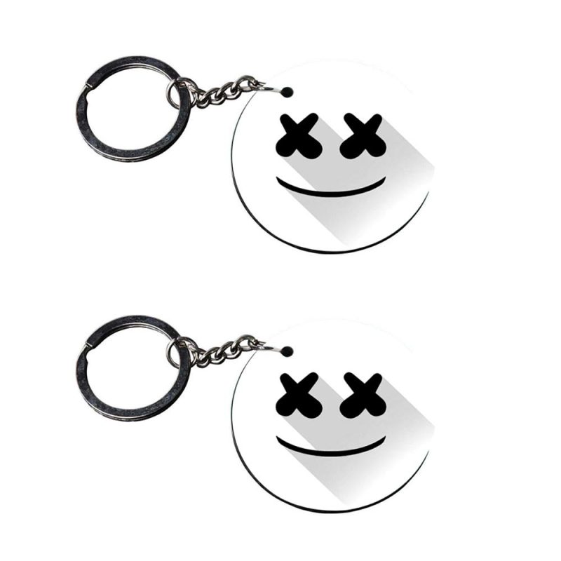 Round X-Eye Smile Keychain Set