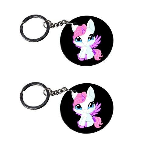 Crafty Worth | unicorn keychains | v keychain for bike customized keychain with photo Printed Wooden Keychain| Circle Shape Set of 2 keyrings 2×2 inch