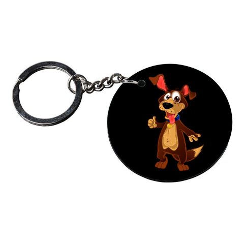 Crafty Worth | red dog keychain | keychain for maruti suzuki car Printed Wooden Keychains | Circle Shape Set of 2 keyrings 2×2 inch - alternate view