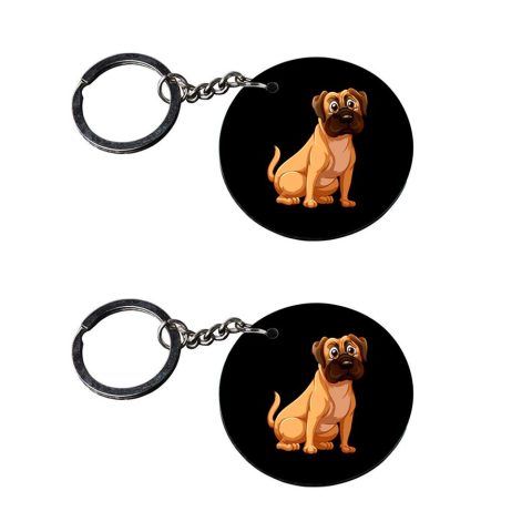 Crafty Worth | dogs neck keychain | keychain for school girls Printed Wooden Keychains | Circle Shape Set of 2 keyrings 2×2 inch