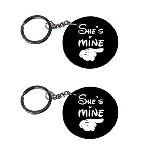 | she is mine keychain | keychain krishna customized keychain with photo Printed Wooden Keychain| Circle Shape Set of 2 keyri