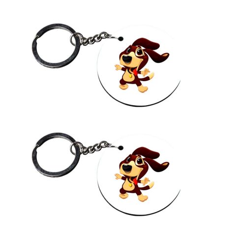 Crafty Worth | dog keychains for boys | r keychain for girls under 100 customized keychain with photo Printed Wooden Keychain| Circle Shape Set of 2 keyrings 2×2 inch