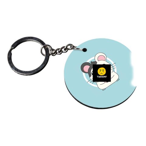 Crafty Worth | Tuesday | k keychain for boys customized keychain with photo Printed Wooden Keychain| Circle Shape Set of 2 keyrings 2×2 inch - alternate view