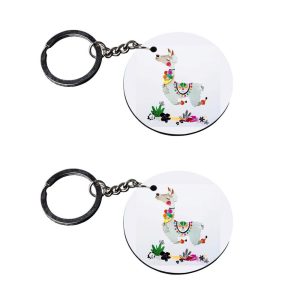 | llama keychain for girls | keychain for kia seltos customized keychain with photo Printed Wooden Keychain| Circle Shape Set