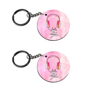 CraftyWorth | music keychain | m keychain for boys customized keychain with photo Printed Wooden Keychain| Circle Shape Set of 2 keyrings 2x2 inch