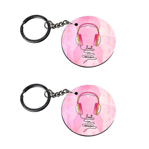Crafty Worth | music keychain | m keychain for boys customized keychain with photo Printed Wooden Keychain| Circle Shape Set of 2 keyrings 2×2 inch