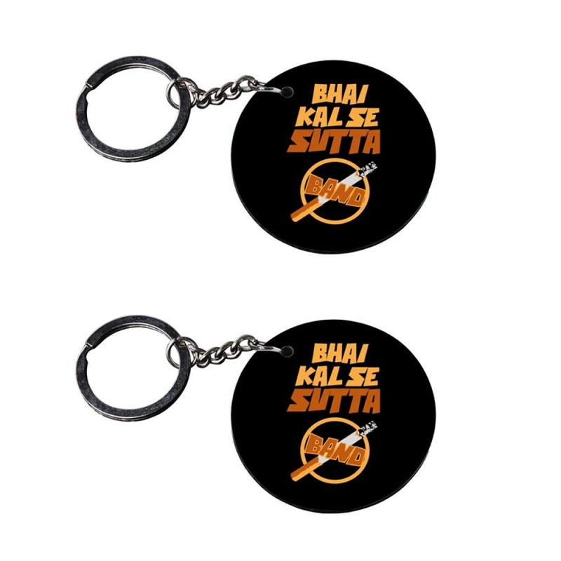 Bhai Kal Se Sutta Round Keychains