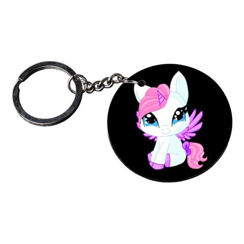 Crafty Worth | unicorn keychains | v keychain for bike customized keychain with photo Printed Wooden Keychain| Circle Shape Set of 2 keyrings 2×2 inch - alternate view