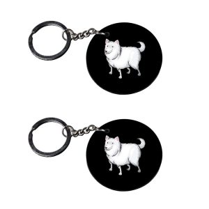 | dog in basket keychain | keychain for girls customized keychain with photo Printed Wooden Keychain| Circle Shape Set of 2 k