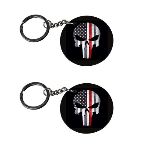 Crafty Worth | american flag keychains | keychain for customized keychain with photo Printed Wooden Keychain| Circle Shape Set of 2 keyrings 2×2 inch