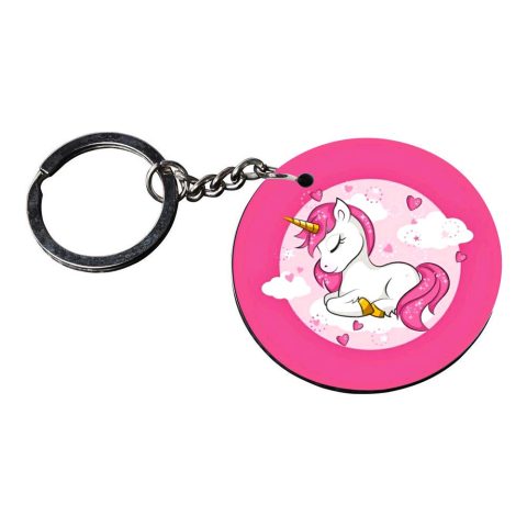 Crafty Worth | unicorn keychain for girls for coins | keychain for wardrobe customized keychain with photo Printed Wooden Keychain| Circle Shape Set of 2 keyrings 2×2 inch - alternate view