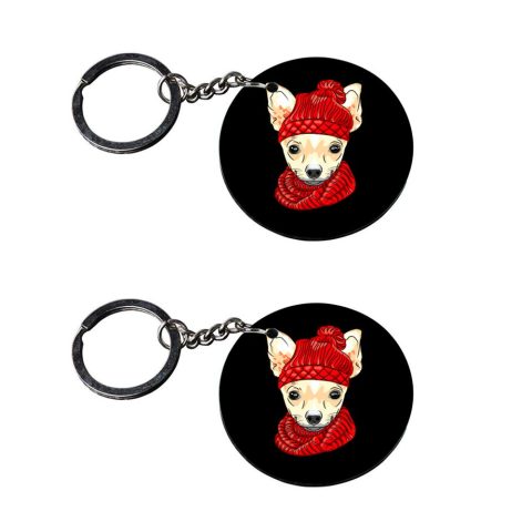 Crafty Worth | pug dog keychain | keychain for tata Printed Wooden Keychains | Circle Shape Set of 2 keyrings 2×2 inch