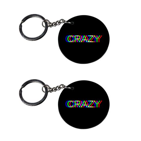 Crafty Worth | funny keychain | keychain with lighter customized keychain with photo Printed Wooden Keychain| Circle Shape Set of 2 keyrings 2×2 inch