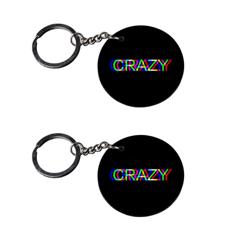Crazy Glitch Text Round Keychain