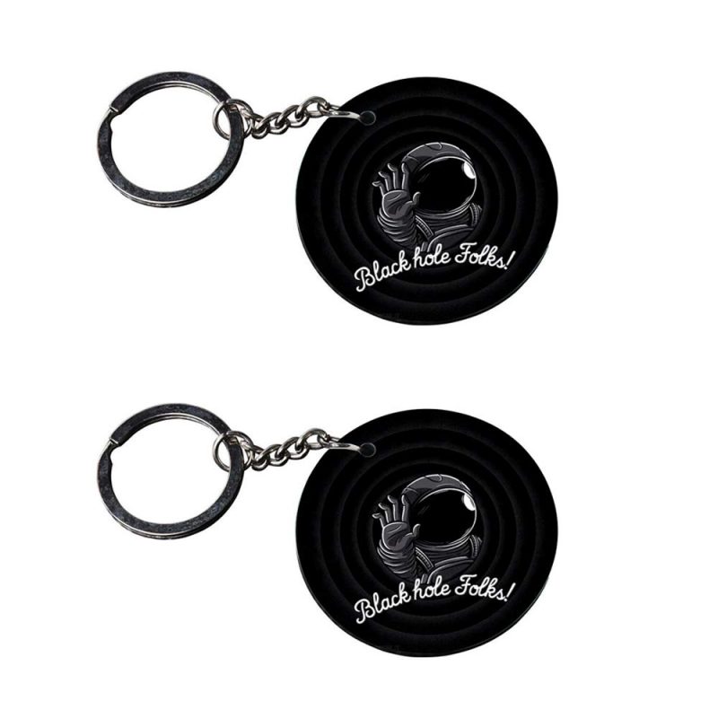 Round Astronaut Black Hole Keychain