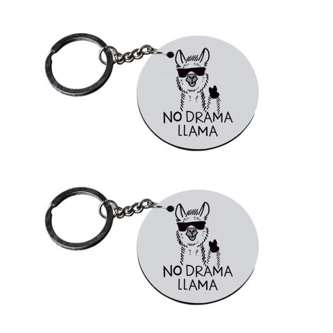 Crafty Worth | llama keychain for girls | keychain for home customized keychain with photo Printed Wooden Keychain| Circle Shape Set of 2 keyrings 2×2 inch