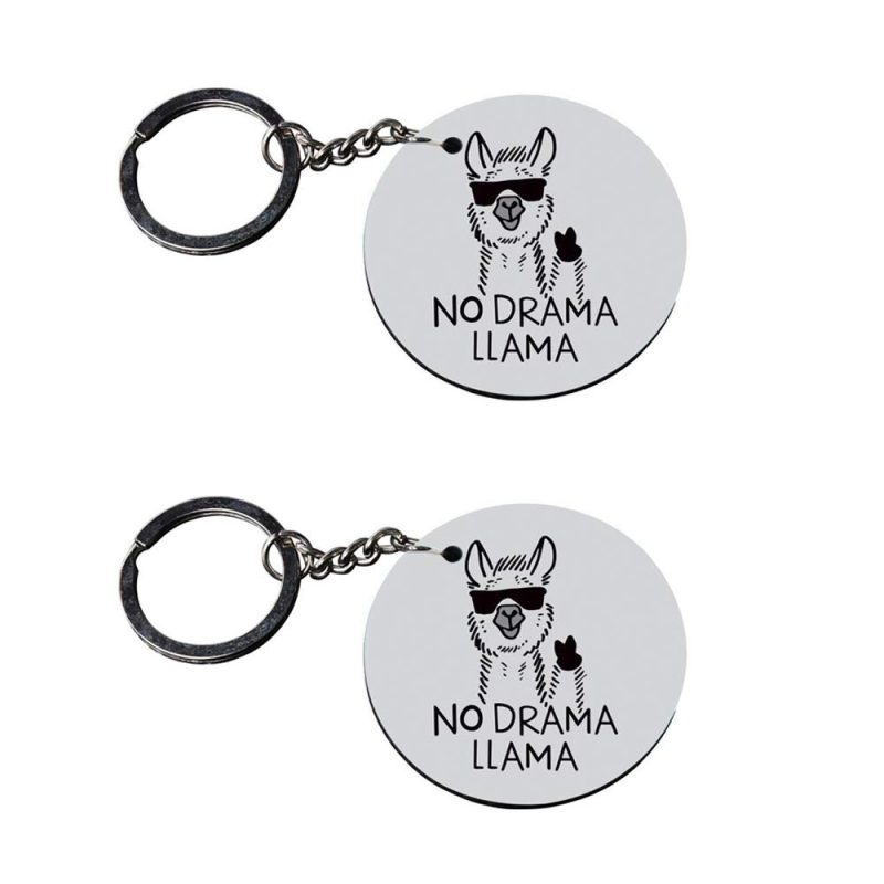 No Drama Llama Round Keychain