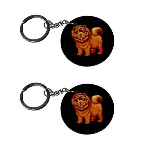 Crafty Worth | pug dog keychain | keychain for husband bike Printed Wooden Keychains | Circle Shape Set of 2 keyrings 2×2 inch