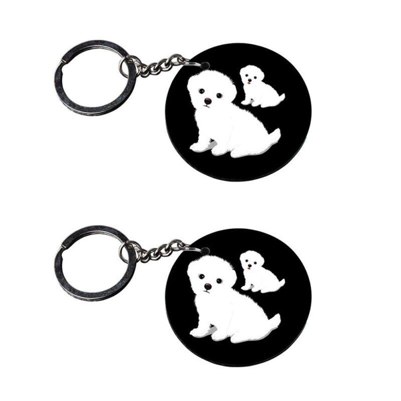 Bichon Frise Round Photo Keychain