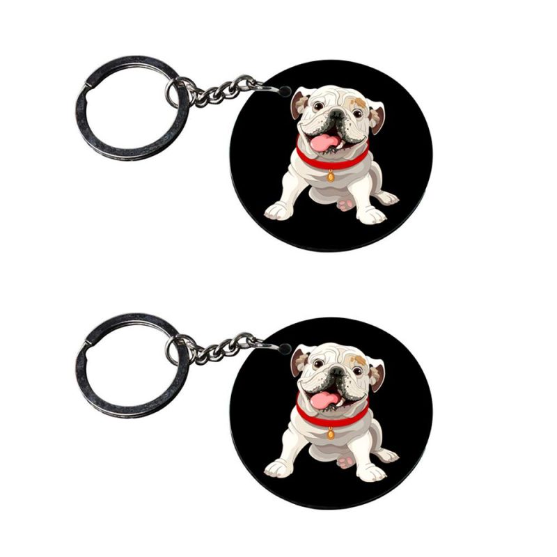 Cute Bulldog Round Keychain