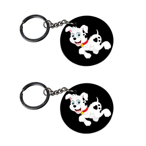 Crafty Worth | pug dog keychain | keychain for name Printed Wooden Keychains | Circle Shape Set of 2 keyrings 2×2 inch