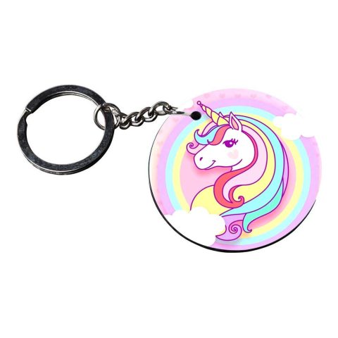 Crafty Worth | unicorn keychain below 100 | keychain for wagon r customized keychain with photo Printed Wooden Keychain| Circle Shape Set of 2 keyrings 2×2 inch - alternate view