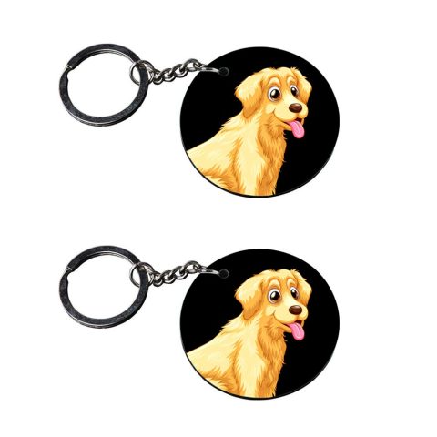 Crafty Worth | dog keychains for boys | keychain for unicorn customized keychain with photo Printed Wooden Keychain| Circle Shape Set of 2 keyrings 2×2 inch