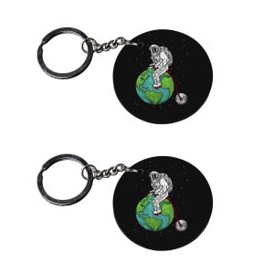 | astronaut keychain | keychain jeep customized keychain with photo Printed Wooden Keychain| Circle Shape Set of 2 keyrings 2