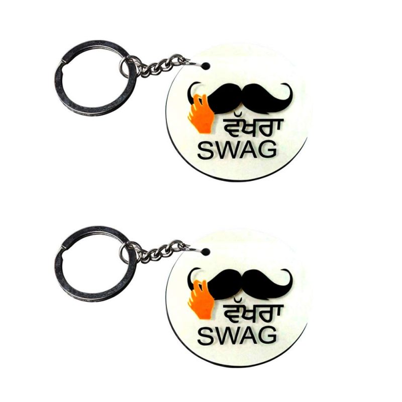 Vakhra Swag Punjabi Mustache Keychain Set