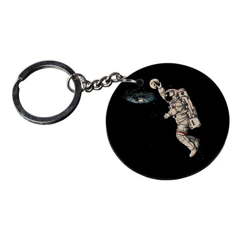 Crafty Worth | astronaut keychain | keychain in bulk customized keychain with photo Printed Wooden Keychain| Circle Shape Set of 2 keyrings 2×2 inch - alternate view