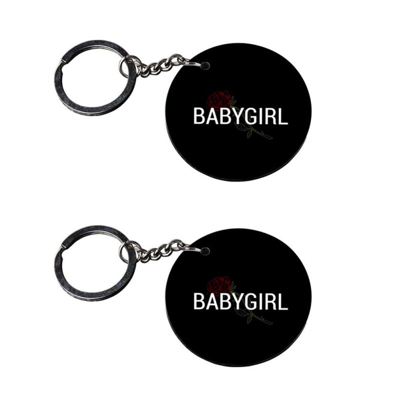 Crafty Worth | key chain for girls friend | k keychain for boys customized keychain with photo Printed Wooden Keychain| Circle Shape Set of 2 keyrings 2x2 inch