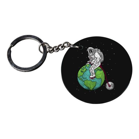 Crafty Worth | astronaut keychain | keychain jeep customized keychain with photo Printed Wooden Keychain| Circle Shape Set of 2 keyrings 2×2 inch - alternate view