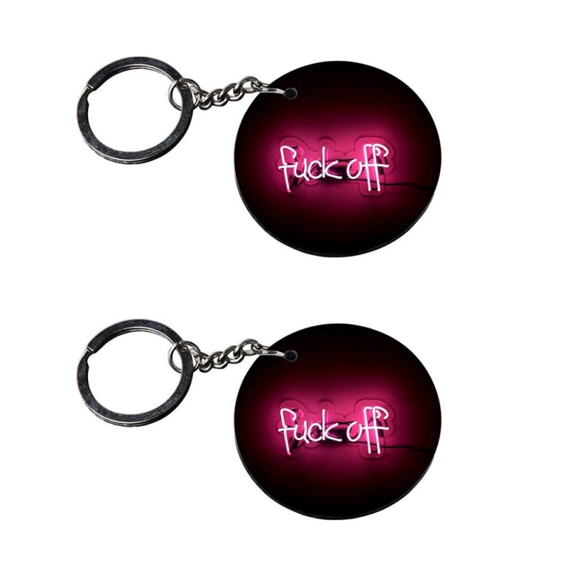 Round Neon Quote Keychain