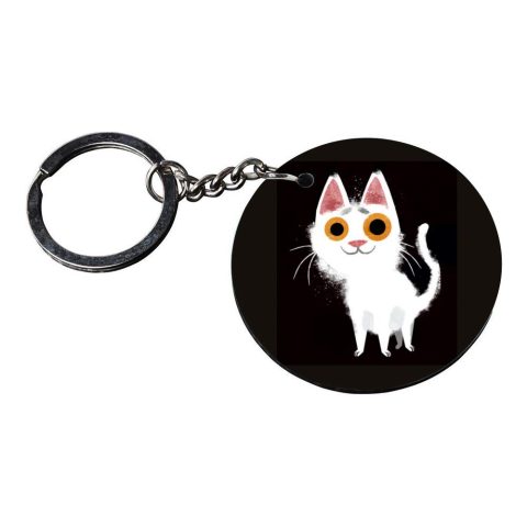Crafty Worth | cat keychains for boys | keychain for couple customized keychain with photo Printed Wooden Keychain| Circle Shape Set of 2 keyrings 2×2 inch - alternate view