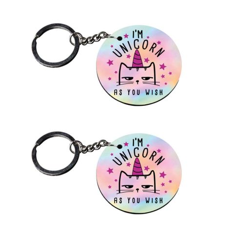 Crafty Worth | I am unicorn | keychain for girls customized keychain with photo Printed Wooden Keychain| Circle Shape Set of 2 keyrings 2×2 inch