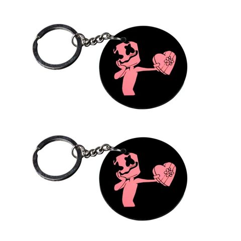 Crafty Worth | marshmallow X X Smilykeychain | p keychain for bike customized keychain with photo Printed Wooden Keychain| Circle Shape Set of 2 keyrings 2×2 inch