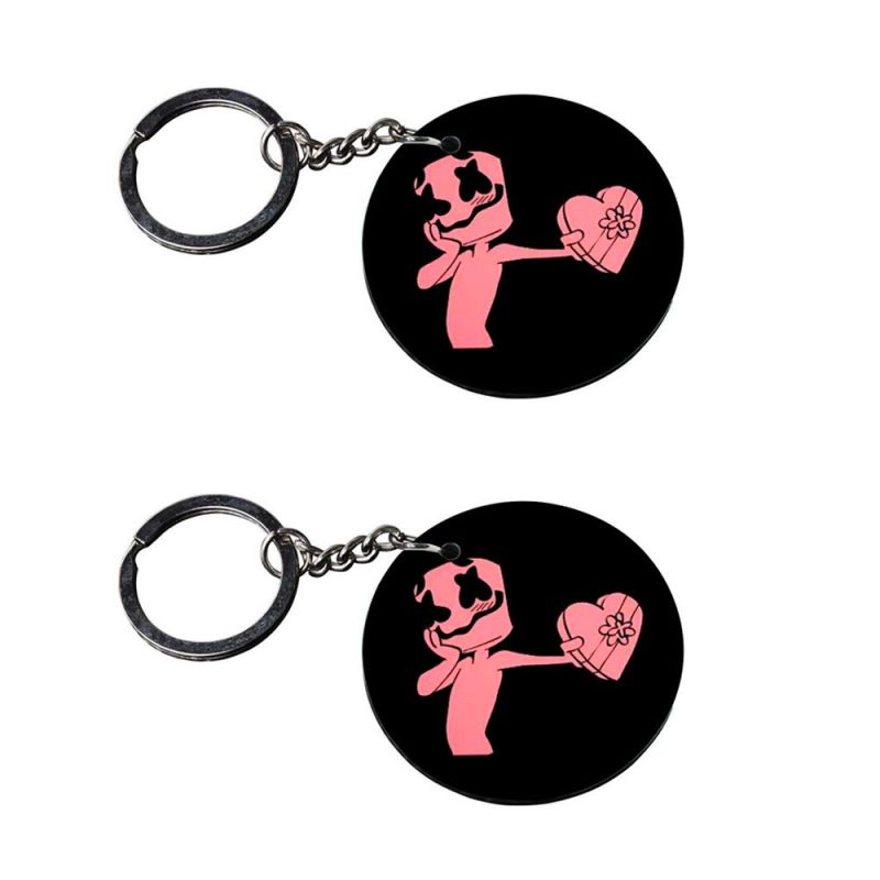 Marshmello Heart Gift Round Keychain